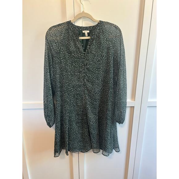 Joie Green Balloon Sleeve Print Dress XS - Picture 1 of 3
